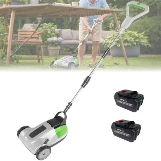 Elektrische Grasmaaier - Grastrimmer Accu - Gazon Onderhouden - Borstelloze Motor - 21 cm Maaibreedte - Grijs