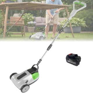 Elektrische Grasmaaier - Grastrimmer Accu - Gazon Onderhouden - Borstelloze Motor - 21 cm Maaibreedte - Grijs