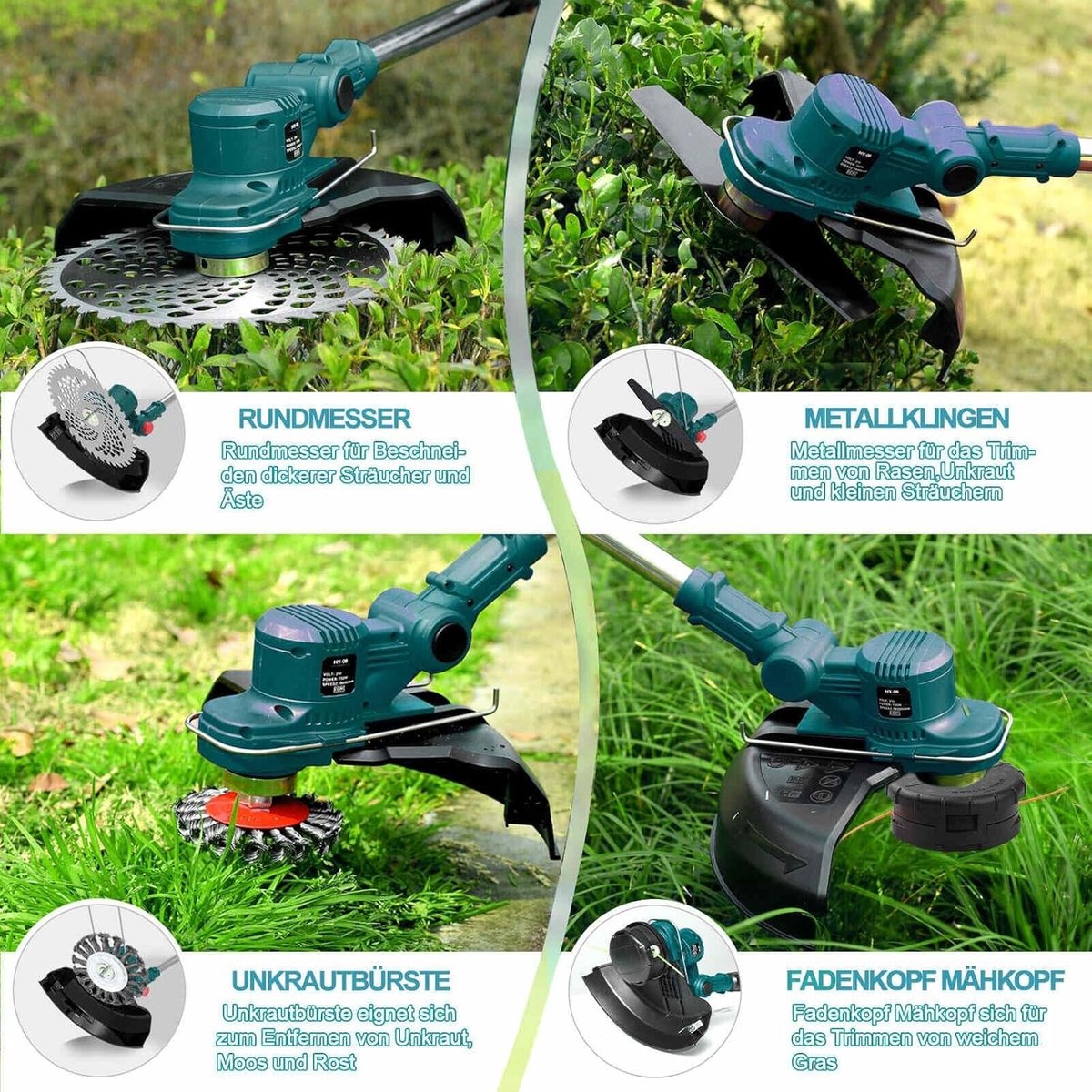 Wat vinden we goed aan de Elektrische Grastrimmer 750W 4-in-1 Met 2 Accu's 21V