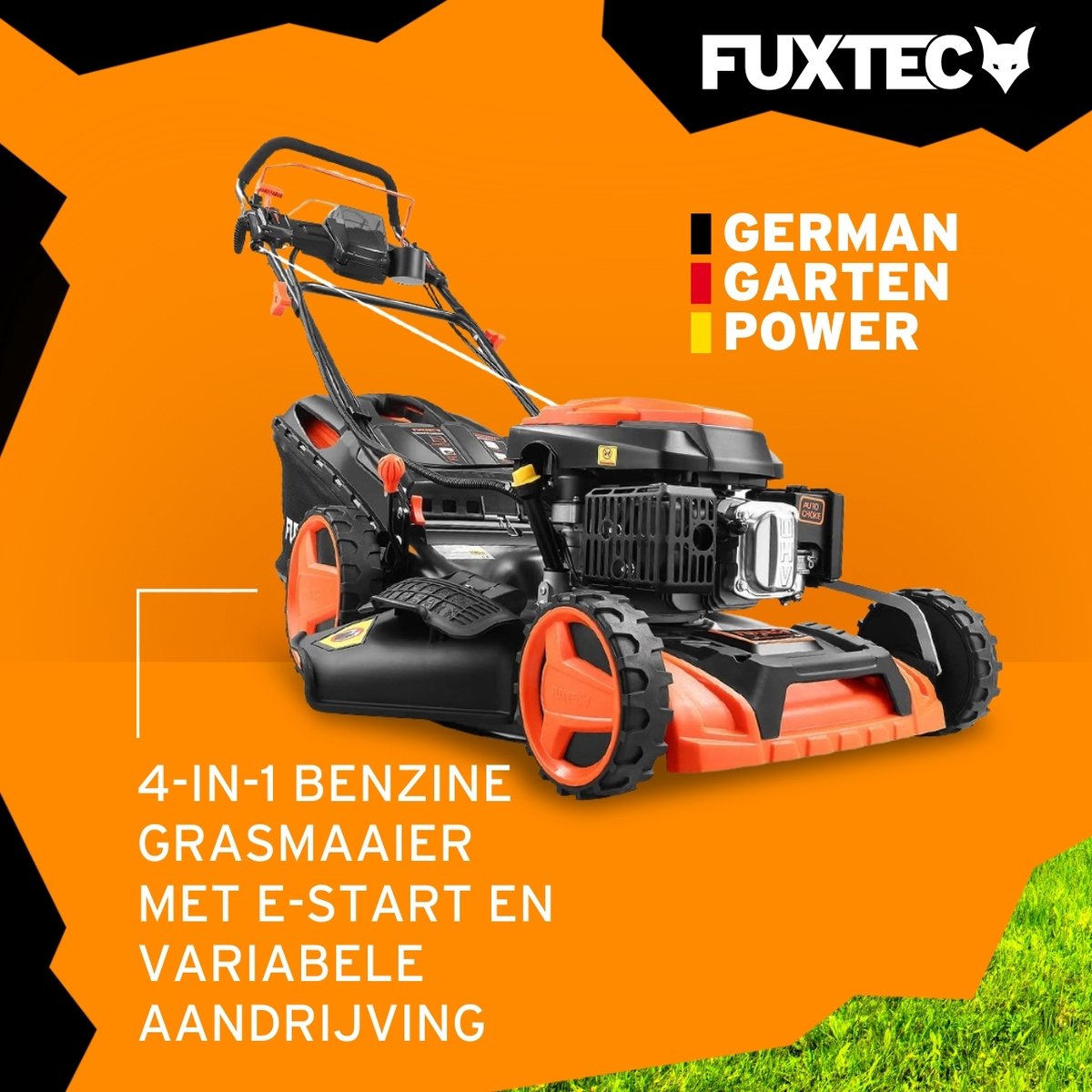 De FUXTEC FX-RM5196eS-PRO Benzine Grasmaaier 51cm Zelfrijdend in één oogopslag