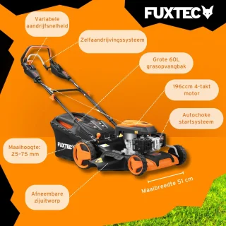 FUXTEC FX-RM5196PRO Benzine Grasmaaier 51cm Zelfrijdend