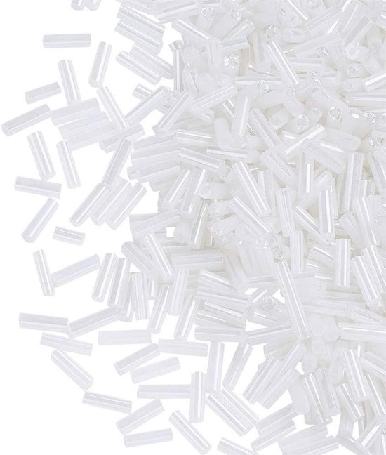 Glazen Bugel Zaadkralen Set 6x18mm Wit