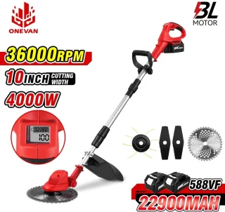 Grasmaaier Grastrimmer Rood incl. 2 accu's en oplader