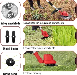 Grasmaaier Grastrimmer Rood incl. 2 accu's en oplader