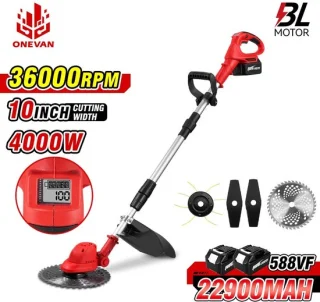 Grasmaaier Grastrimmer Rood incl. 2 accu's en oplader
