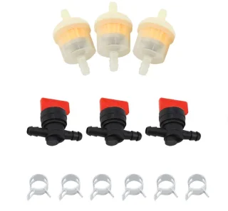 JHUBERS brandstofgastank afsluiter set (3 filters, 3 kleppen, 6 klemmen)
