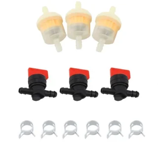 JHUBERS brandstofgastank afsluiter set (3 filters, 3 kleppen, 6 klemmen)