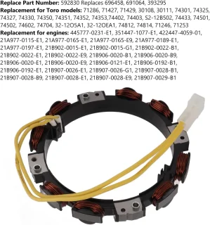KIMISS Alternator Coil 592830 voor Toro modellen 71286/71427/71429/30108/30111