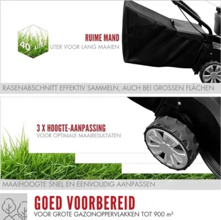 Luxe Benzine Grasmaaier Zelfrijdend 406MM 40L Zwart