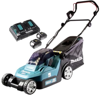 Makita DLM382PF2 36V accu grasmaaier 38 cm met 2x 3.0 Ah accu en lader