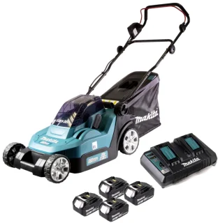 Makita DLM382PF4 accugrasmaaier 36V 38 cm + 4 accu's 3.0 Ah + lader