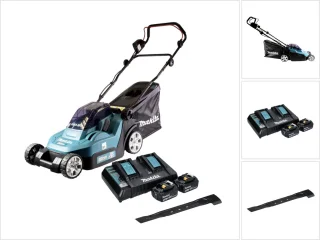 Makita DLM382PT2 Accugrasmaaier 36V 38cm 40L inclusief 2x 5.0Ah accu en dubbele lader