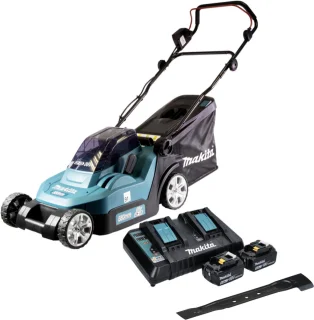 Makita DLM382PT2 Accugrasmaaier 36V 38cm 40L inclusief 2x 5.0Ah accu en dubbele lader
