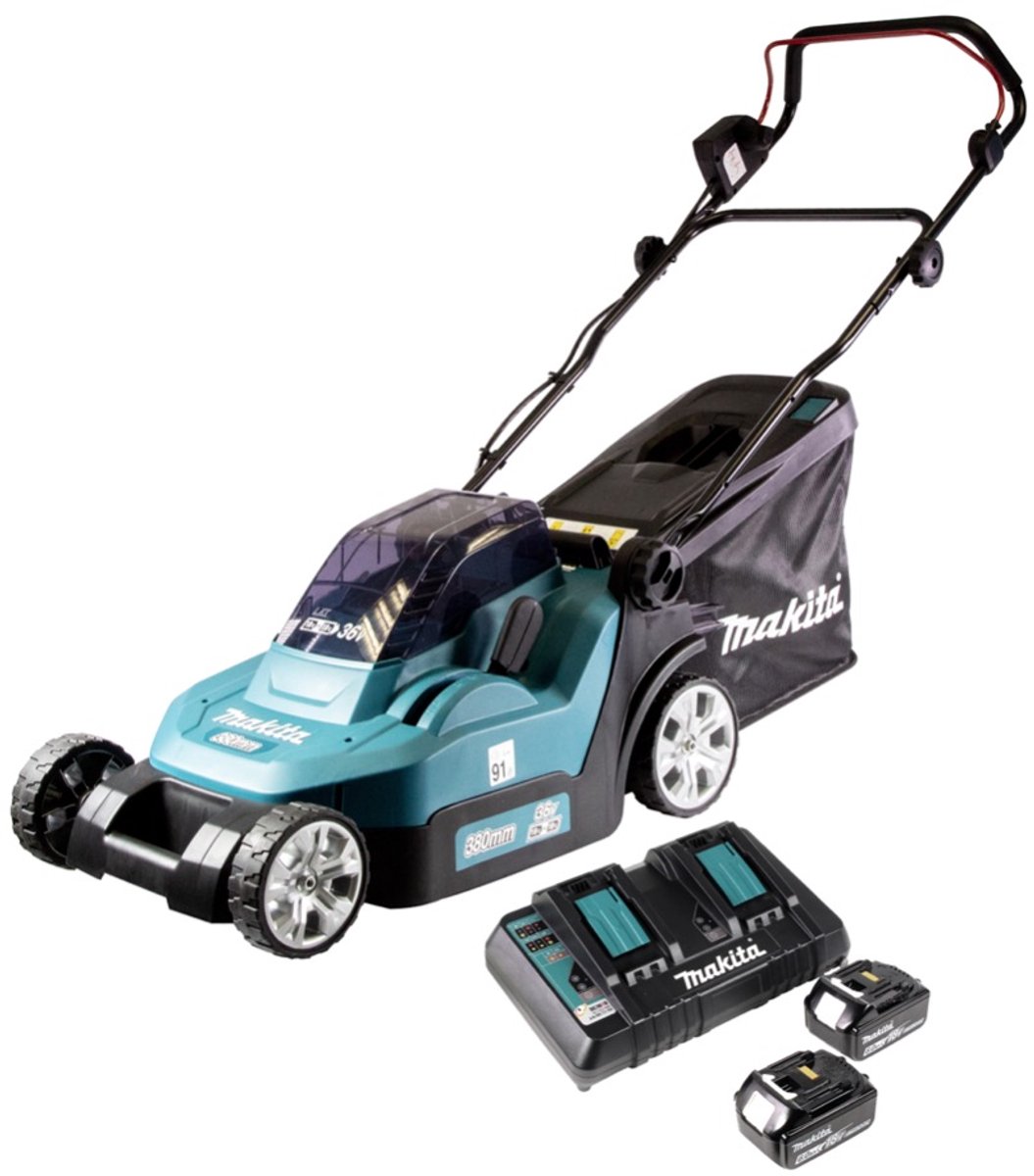 Wat vinden we goed aan de Makita DLM432PG2 accu grasmaaier 43 cm 36V borstelloos