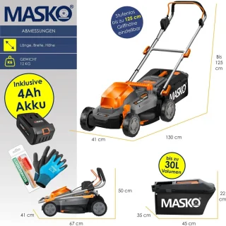 MASKO® ECO-X10 Accu Grasmaaier inclusief accu en lader
