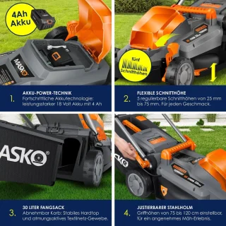 MASKO® ECO-X10 Accu Grasmaaier inclusief accu en lader