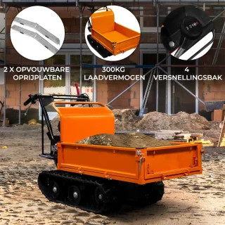 Mini Rupsdumper 196cc Benzine 300kg Laadvermogen