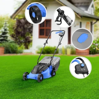 MKSS Elektrische Grasmaaier Handmaaier Blauw/Zwart