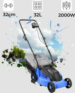 MKSS Elektrische Grasmaaier Handmaaier Blauw/Zwart