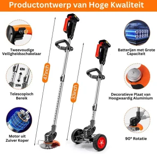 MKSS Zweefmaaier Bosmaaier Accu Grastrimmer Handmaaier Zwart Rood
