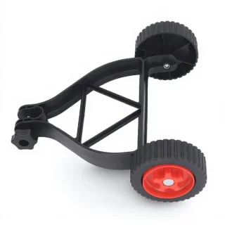 Omgoods draadtrimmer steunwielen