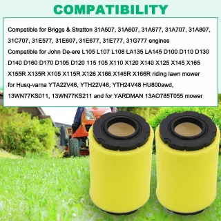 Omgoods luchtfilter voor grasmaaier en gazontractor - set van 2