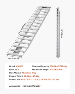Oprijplaten Set 240 x 38 cm (2 stuks) - Aluminium