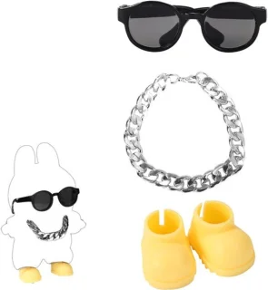 Poppenoutfitset met zonnebril, ketting en schoenen