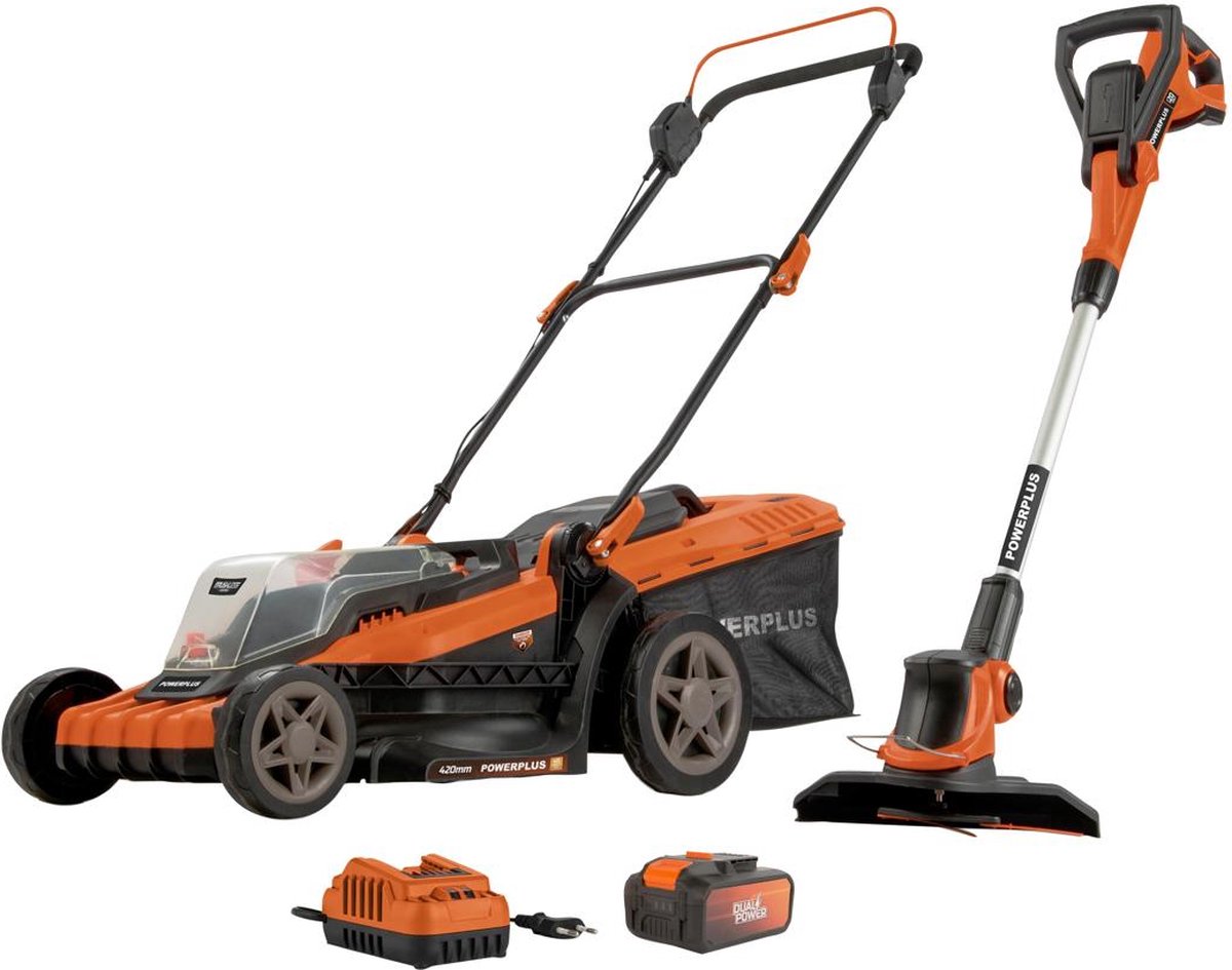 De Powerplus POWDPG75622 Dual Power accu grasmaaier en grastrimmer in één oogopslag
