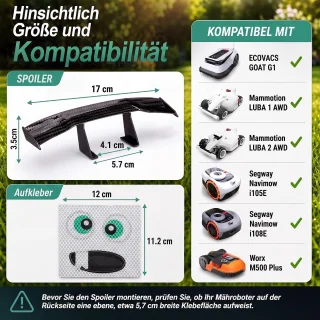 Robotmaaiersticker en spoilerset - decoratie voor grasmaaier - ServiceTopper