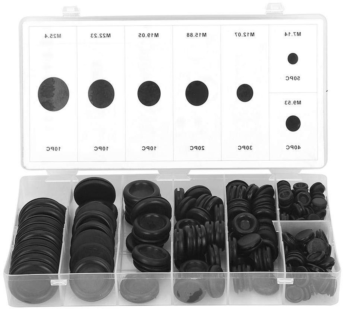 De Rubber Doorvoertule Set 170-delig Zwart Met Doos in één oogopslag