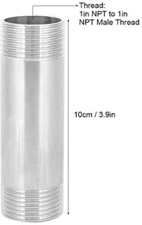 RVS 1" NPT buitendraad pijpnippel