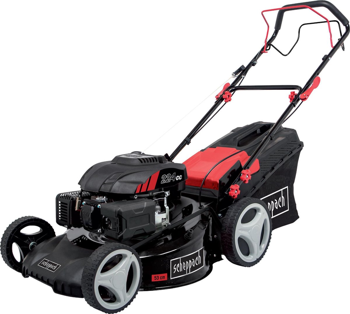 Wat vinden we goed aan de Scheppach MS225-53 Benzine grasmaaier 224cc 6PK