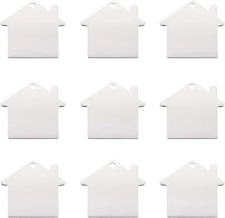 Set van 10 aluminium blanco stempel tags hangers 35x38,5x1 mm