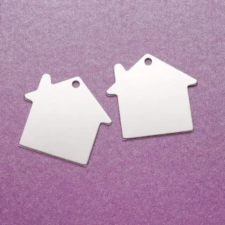 Set van 10 aluminium blanco stempel tags hangers 35x38,5x1 mm