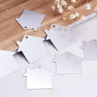 Set van 10 aluminium blanco stempel tags hangers 35x38,5x1 mm