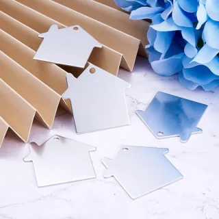 Set van 10 aluminium blanco stempel tags hangers 35x38,5x1 mm
