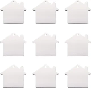 Set van 10 aluminium blanco stempel tags hangers 35x38,5x1 mm