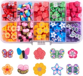 Set van 200 vlinderkralen van polymeerklei en klei in diverse kleuren