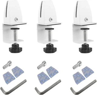Set van 3 witte bureauschermclips