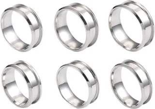 Set van 6 roestvrijstalen ronde sieradenringen van 17 tot 22 mm