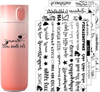 Set van 8 rub-on spreukstickers op transferfolie