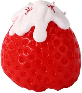 Siliconen knijpspeeltje Aardbei 6,5 x 6,5 cm (rood)
