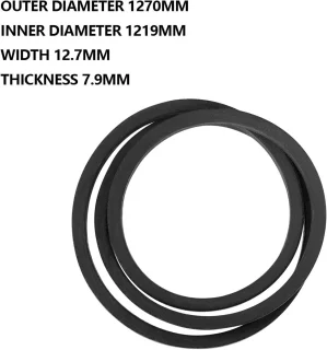 SnelShoppen 2 stuks v-type rubber aandrijfriem 1270 mm buitenomtrek, 1219 mm binnenomtrek, 12,7 mm breed