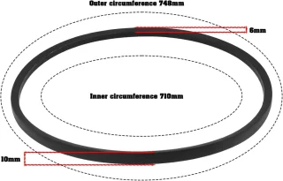 SnelShoppen - 2 stuks v-type rubber aandrijfriem, 747 mm buitenomtrek, 710 mm binnenomtrek, 10 mm breed