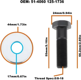 SnelShoppen - 3 stuks grasmaaier bladschroeven 5/8-18x55mm voor Toro Exmark ZX4800