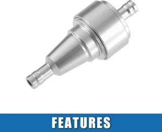 SnelShoppen universele inline brandstoffilter 6mm OD aluminium, zilver