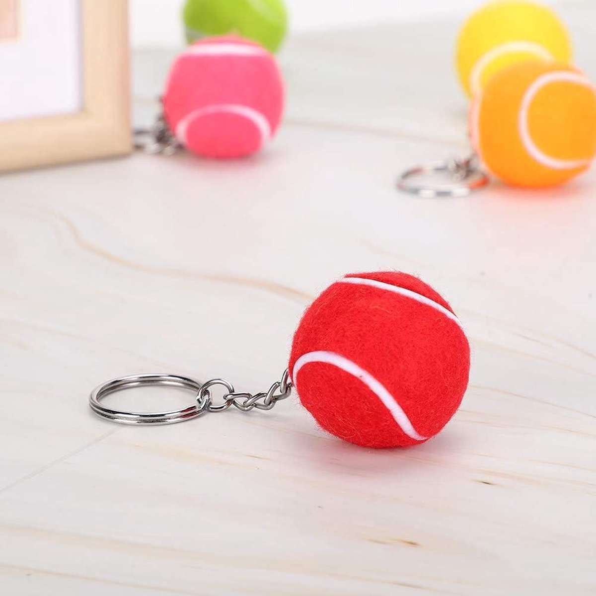 Tennis Key Multi Kleur Fluwelen Sleutelhanger 1.6 inch