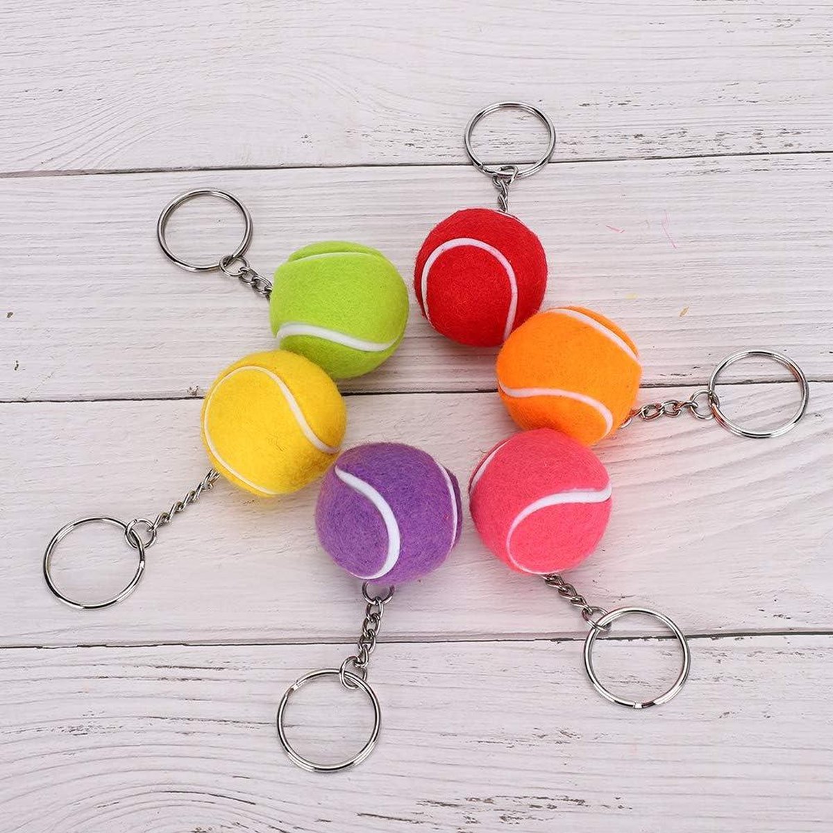 Tennis Key Multi Kleur Fluwelen Sleutelhanger 1.6 inch