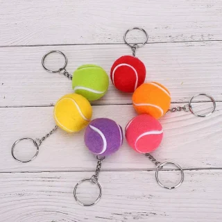 Tennis Key Multi Kleur Fluwelen Sleutelhanger 1.6 inch